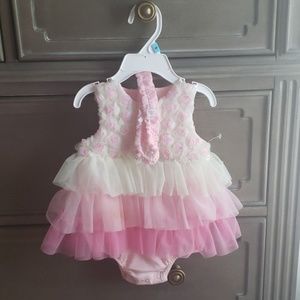 Little Me Floral Easter Dress with headband